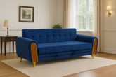 Blue Velvet Sofa Cum Bed